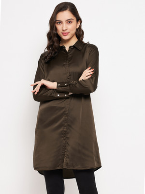 MADAME Women Solid Casual Brown Shirt