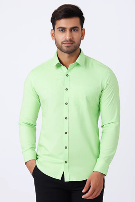 MAHIRAN Men Solid Formal Light Green Shirt
