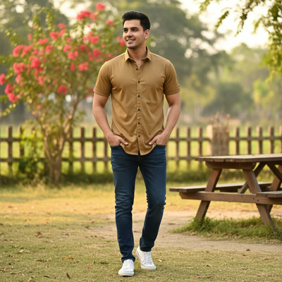 ZENTO Men Solid Casual Purple Shirt