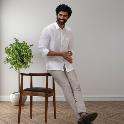 trendfeverstore Men Solid Casual White Shirt