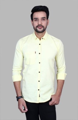 Liza Martin Men Solid Casual Yellow Shirt