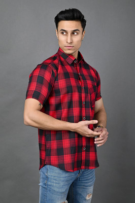 BlackLilly Men Checkered Casual Red Shirt