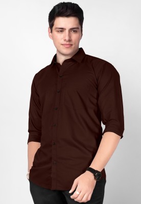 STONEBERG Men Solid Formal Brown Shirt