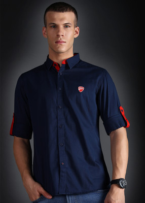 DUCATI Men Graphic Print Casual Dark Blue Shirt