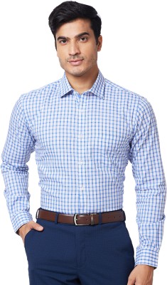 PARK AVENUE Men Checkered Formal Blue, White Shirt