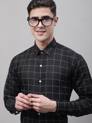 JAINISH Men Checkered Casual Black, White Shirt