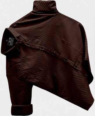 METRONAUT Men Self Design Casual Brown Shirt