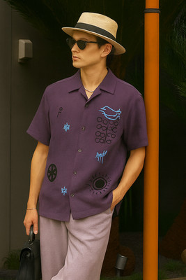 FTX Men Printed Casual Purple Shirt
