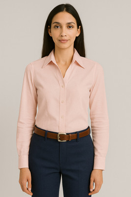 teenalo Women Solid Formal Pink Shirt