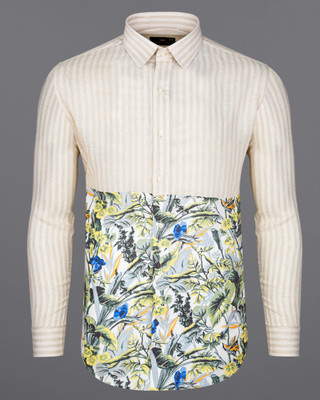 french crown Men Printed, Striped Casual Multicolor Shirt