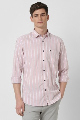 PETER ENGLAND Men Striped Casual Pink Shirt