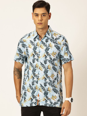 THOMAS SCOTT Men Floral Print Casual Blue Shirt