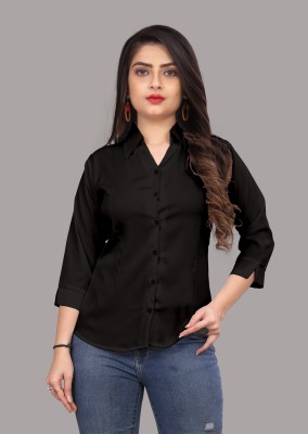 Brijtech Women Solid Casual Black Shirt