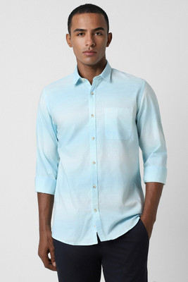 PETER ENGLAND Men Striped Casual Blue Shirt