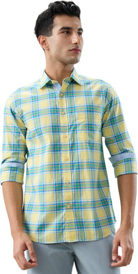 COLORPLUS Men Checkered Casual Yellow Shirt