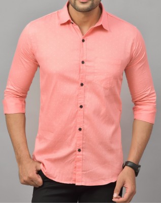 Hems trends Men Printed Casual Pink Shirt