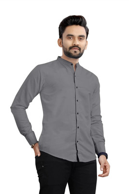 RAHUL LOOK Men Solid Casual Grey Shirt