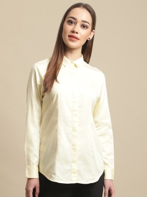 CANTABIL Women Solid Formal Yellow Shirt