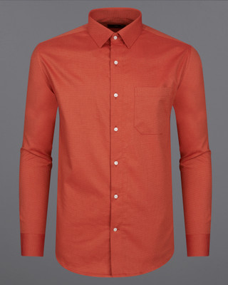 french crown Men Solid Casual Orange Shirt
