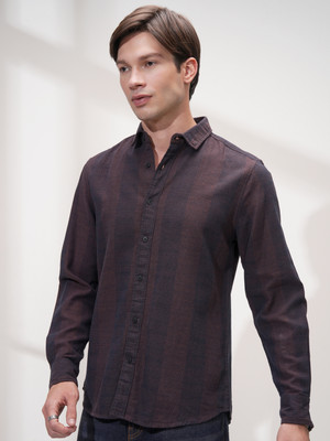 HIGHLANDER Men Self Design Casual Blue Shirt