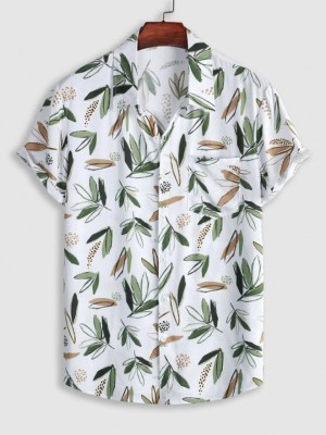 Leriya Fashion Men Printed Casual White, Green Shirt