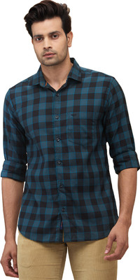 PARK AVENUE Men Checkered Casual Blue, Black Shirt