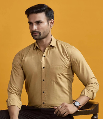 STONEBERG Men Solid Formal Khaki Shirt
