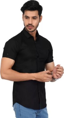 Kriyan Fab Men Solid Casual Black Shirt