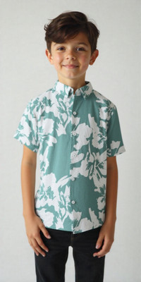 CAVIO Boys Floral Print Casual Green Shirt