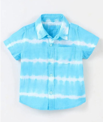 Tiny Brezy Baby Boys Striped Casual White, Light Blue Shirt