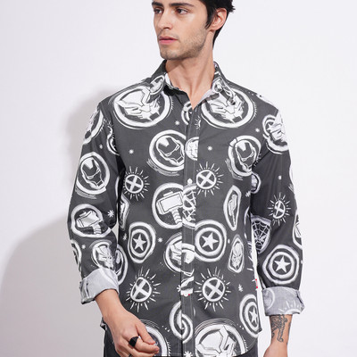 BEING HUMAN Men Printed Casual Black, White Shirt