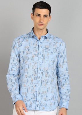KILLER Men Printed Casual Light Blue Shirt