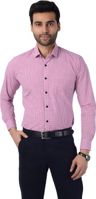 5TH ANFOLD Men Checkered Formal Pink Shirt