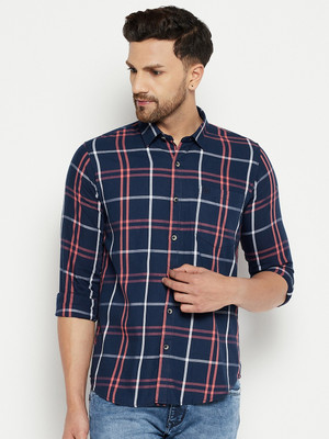 DUKE Men Checkered Casual Blue Shirt