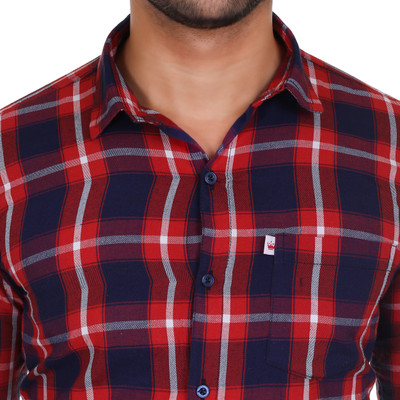 Arthz Fab Trend Men Checkered Casual Dark Blue, White, Red Shirt