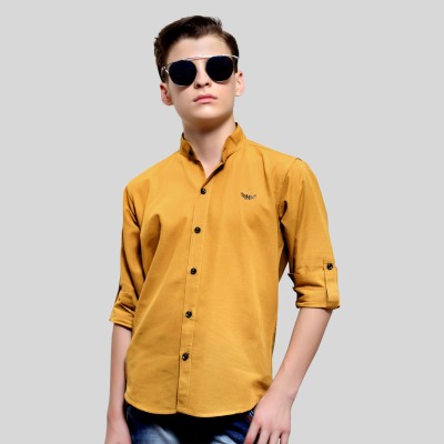 MashUp Boys Solid Casual Yellow Shirt