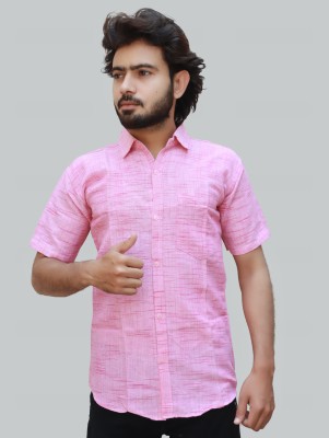 Andhee Fashion Men Self Design Casual Pink Shirt