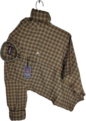 Marc Laurent Men Checkered Casual Light Green, Brown, Dark Blue Shirt