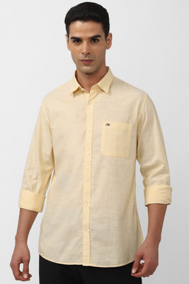 PETER ENGLAND Men Self Design Casual Yellow Shirt