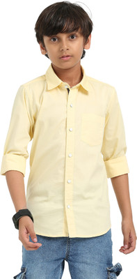 ROCKET SCIENCE Boys Solid Casual Yellow Shirt