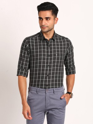 TURTLE Men Checkered Casual Black, Grey Shirt