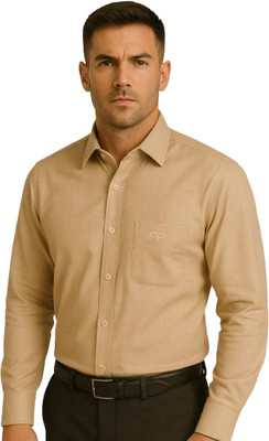 Adam Phillip Men Solid Formal Khaki Shirt