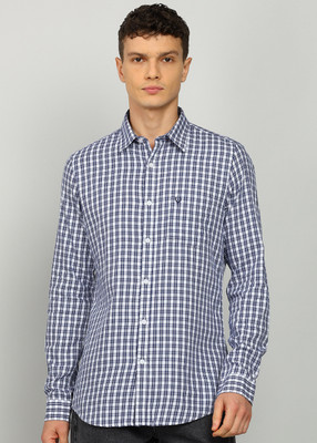 Allen Solly Men Checkered Casual Dark Blue, White Shirt