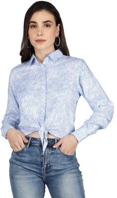 NUEVOSDAMAS Women Printed Casual White Shirt