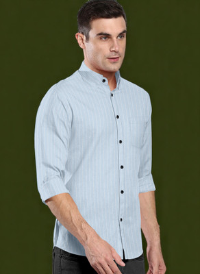CLOSWIF Men Printed Casual Light Blue Shirt