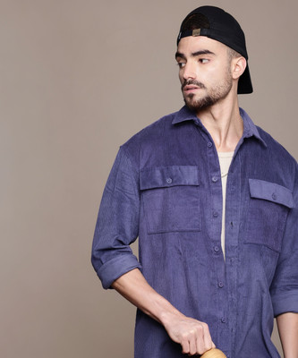 Roadster Men Self Design Casual Purple Shirt