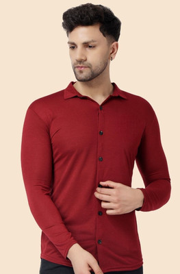 tfurnish Men Solid Casual Maroon Shirt