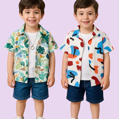 SVHFashion Boys Printed Casual Multicolor Shirt(Pack of 2)