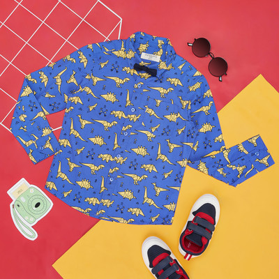Pantaloons Junior Boys Printed Casual Blue Shirt