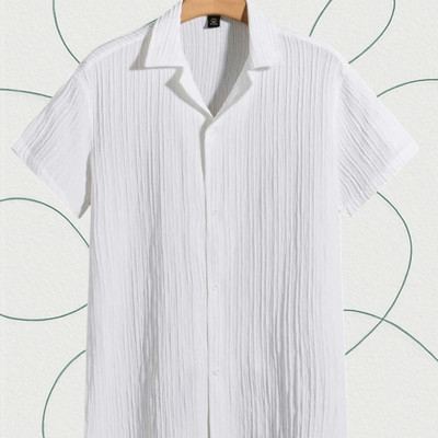 Dharamraj Fashion Men Striped Casual White Shirt